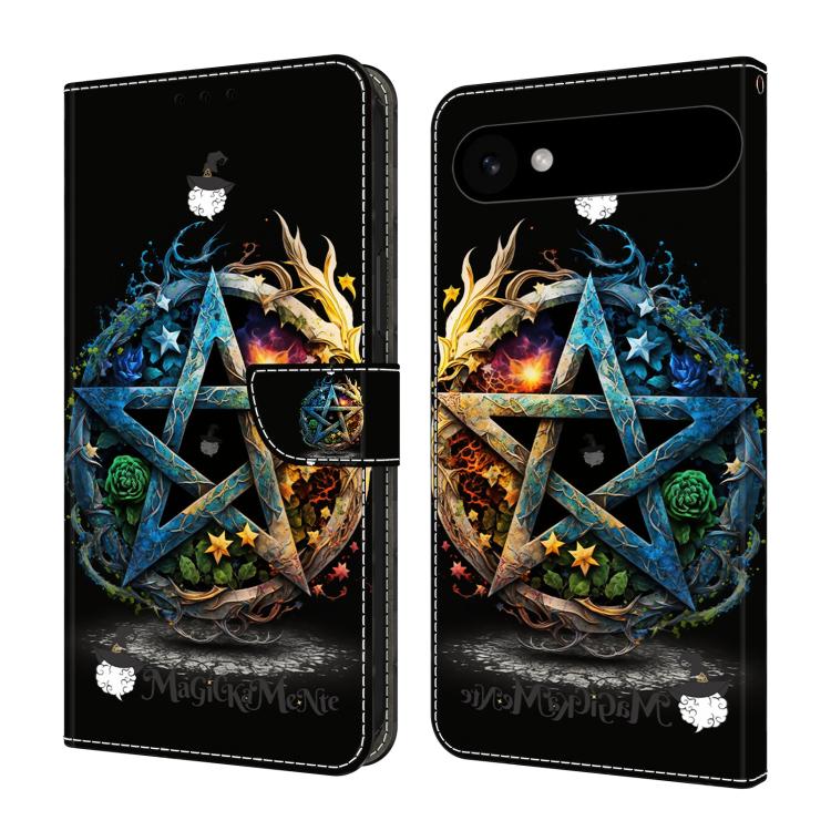 For iPhone Air Crystal-Like Painted Vegan Leather Phone Case(Pentagram)