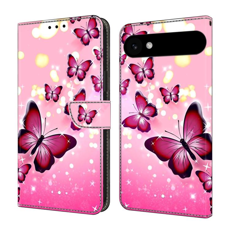 For iPhone Air Crystal-Like Painted Vegan Leather Phone Case(Pink Butterfly)
