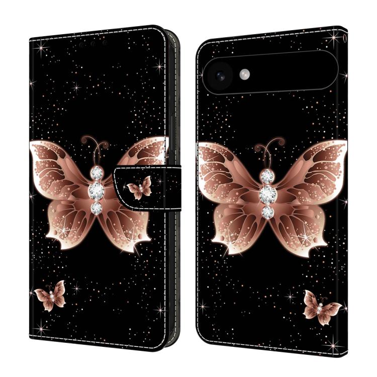 For iPhone Air Crystal-Like Painted Vegan Leather Phone Case(Pink Diamond Butterfly)