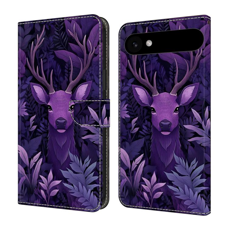 For iPhone Air Crystal-Like Painted Vegan Leather Phone Case(Purple Deer)
