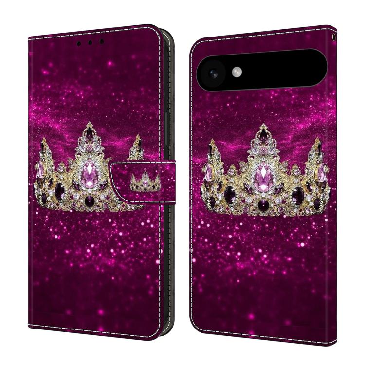 For iPhone Air Crystal-Like Painted Vegan Leather Phone Case(Purple Diamond Crown)