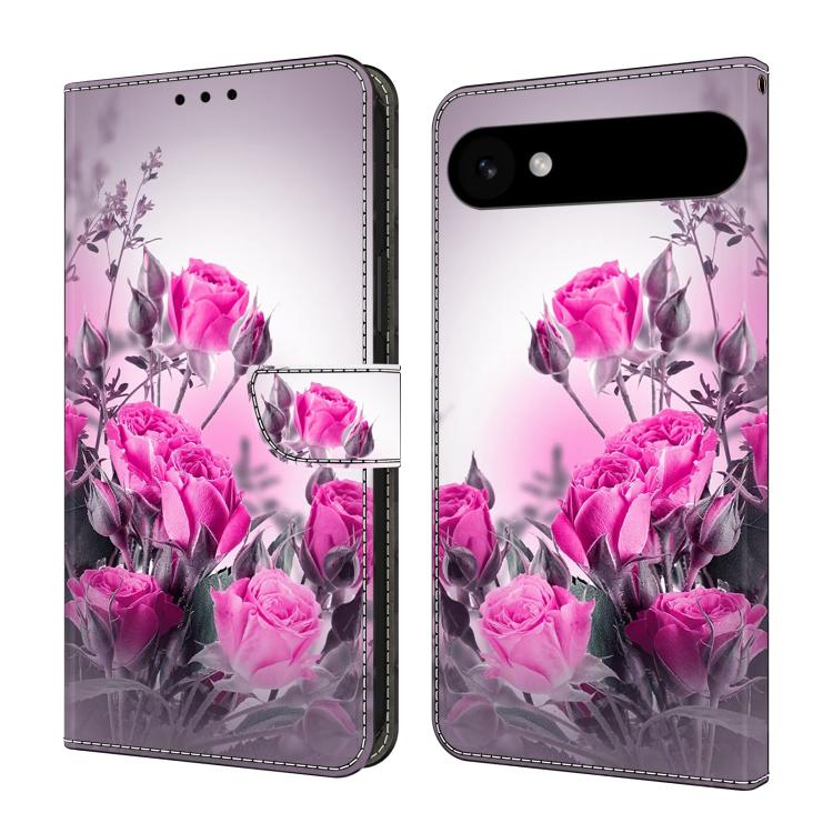 For iPhone Air Crystal-Like Painted Vegan Leather Phone Case(Purple Flower)