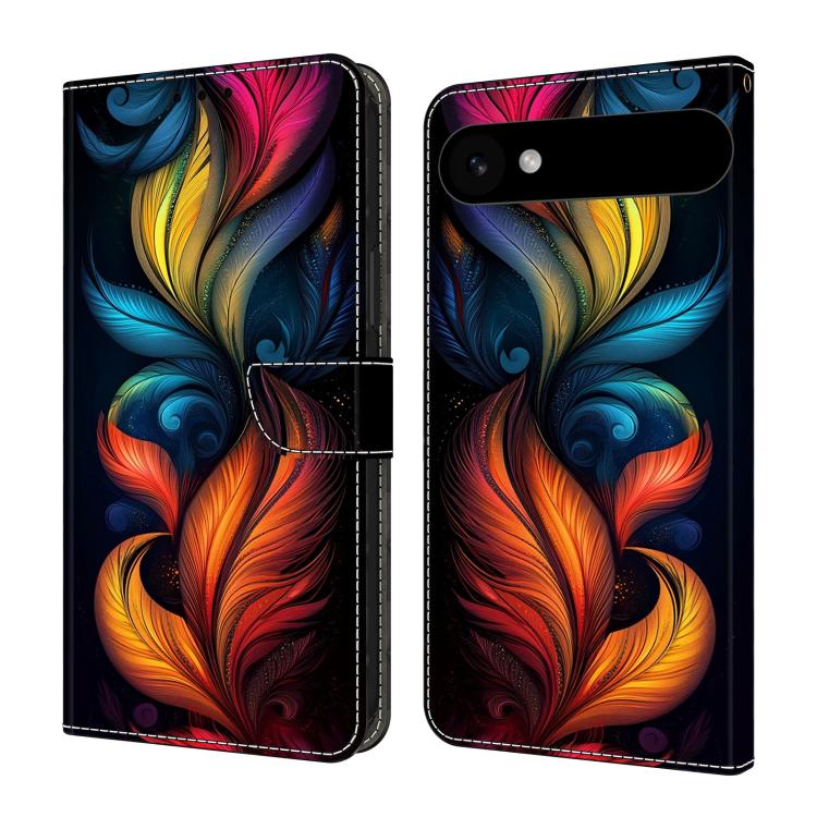 For iPhone Air Crystal-Like Painted Vegan Leather Phone Case(Rainbow Plume)