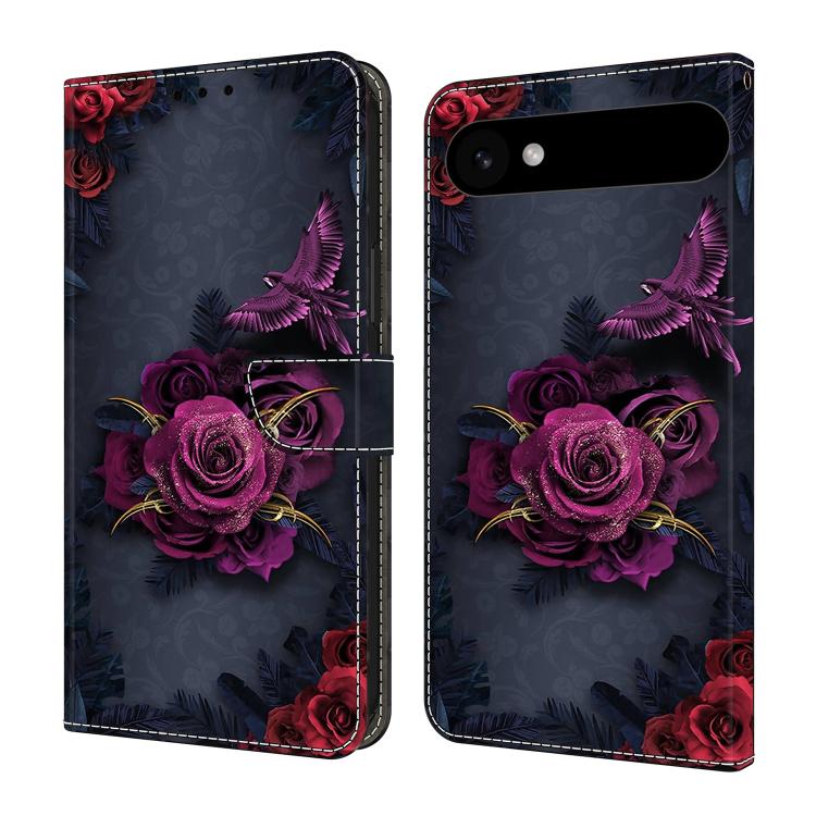For iPhone Air Crystal-Like Painted Vegan Leather Phone Case(Red Purple Flowers)