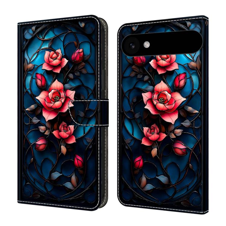 For iPhone Air Crystal-Like Painted Vegan Leather Phone Case(Red Rose)