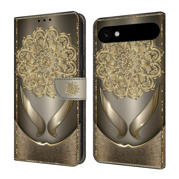 For iPhone Air Crystal-Like Painted Vegan Leather Phone Case(Shining Golden Flower)
