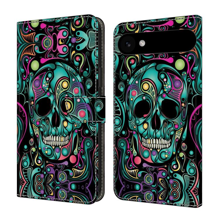 For iPhone Air Crystal-Like Painted Vegan Leather Phone Case(Skull)