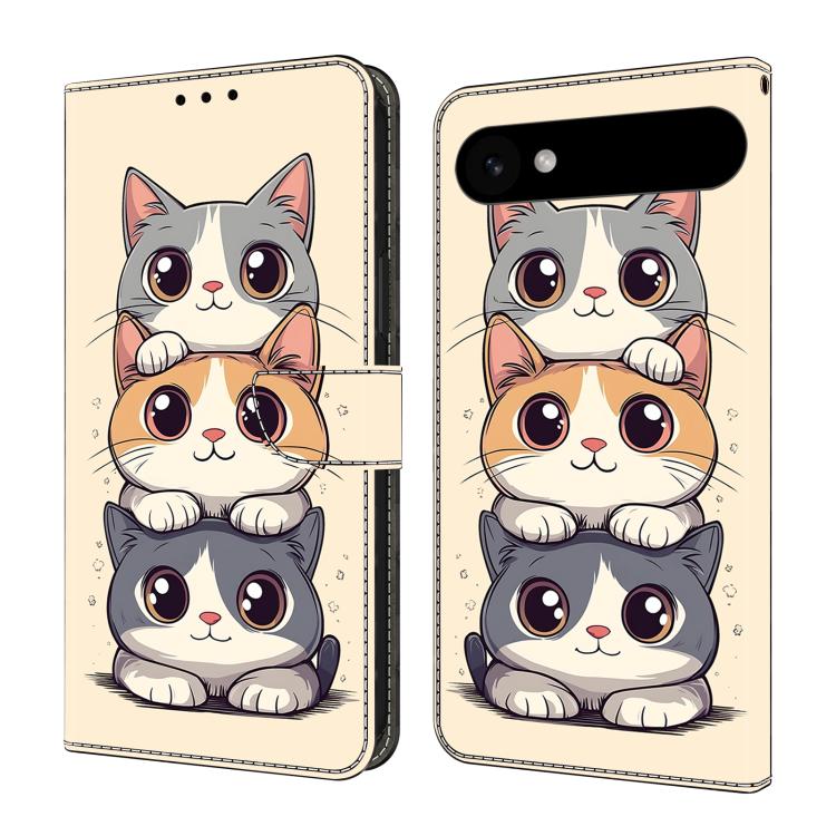 For iPhone Air Crystal-Like Painted Vegan Leather Phone Case(Stacking Cats)
