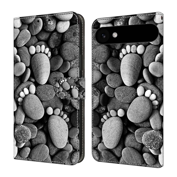 For iPhone Air Crystal-Like Painted Vegan Leather Phone Case(Stone Footprints)