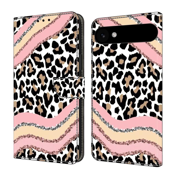 For iPhone Air Crystal-Like Painted Vegan Leather Phone Case(Stripes and Leopard)