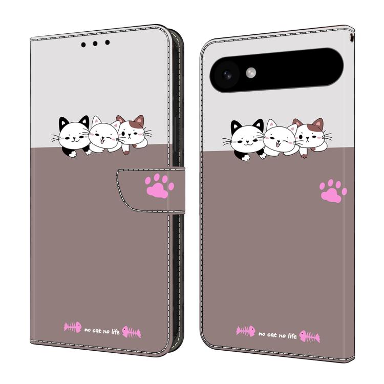 For iPhone Air Crystal-Like Painted Vegan Leather Phone Case(Three Cats)