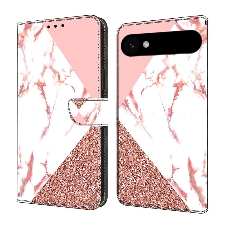 For iPhone Air Crystal-Like Painted Vegan Leather Phone Case(Triangular Marble)