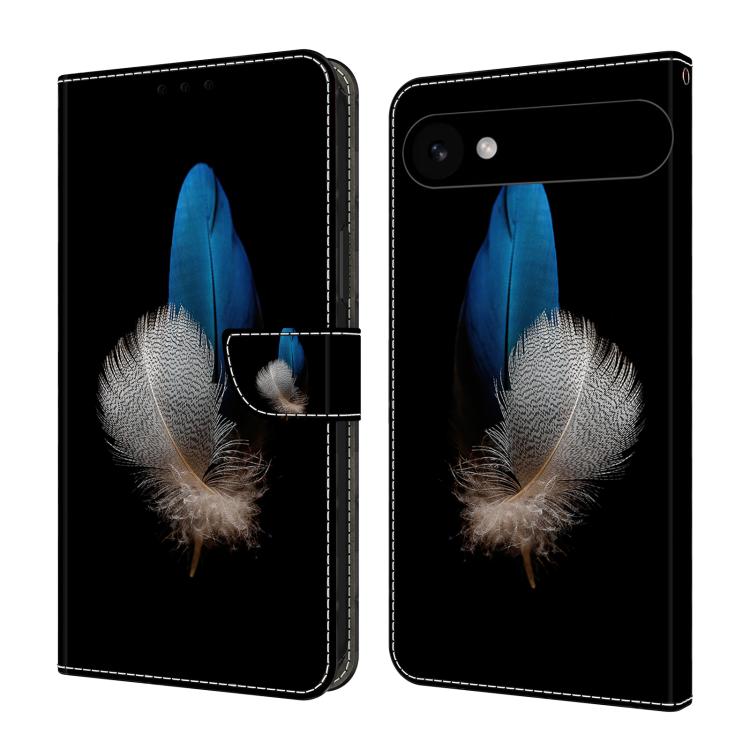 For iPhone Air Crystal-Like Painted Vegan Leather Phone Case(Two Feathers)