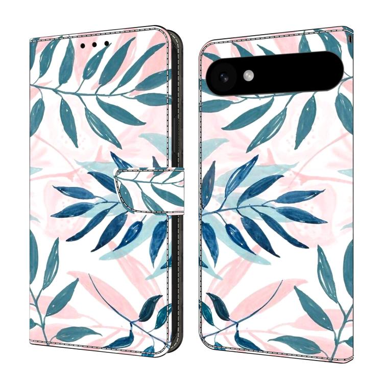 For iPhone Air Crystal-Like Painted Vegan Leather Phone Case(Watercolor Leaves)