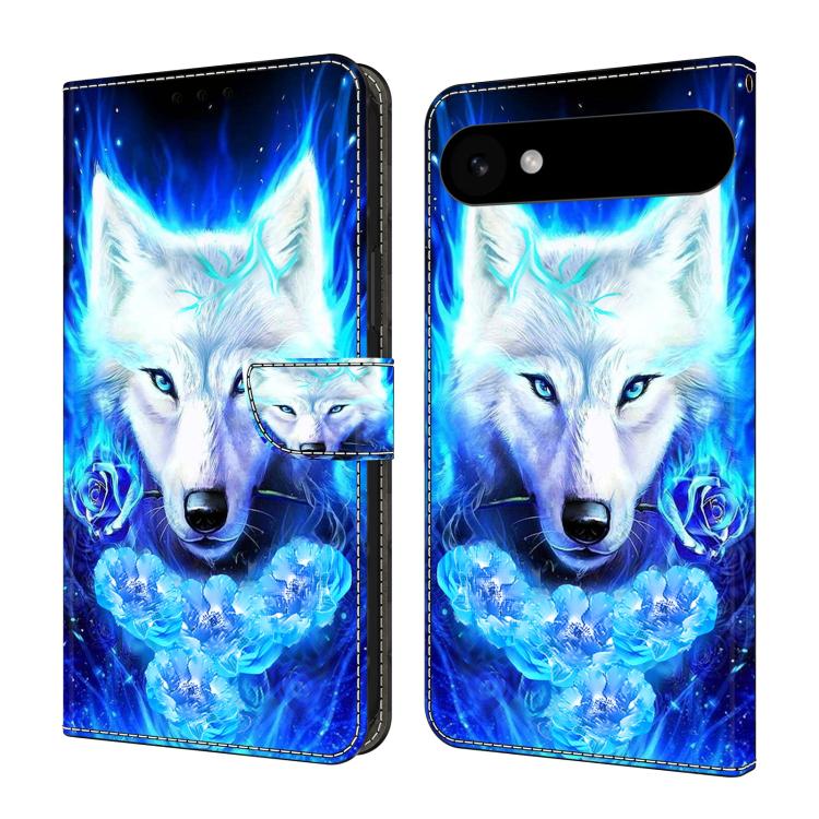For iPhone Air Crystal-Like Painted Vegan Leather Phone Case(White-furred Wolf)