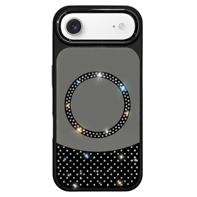 For iPhone Air Crystal Mirror Surface Rhinestone Magnetic Phone Case(Black)