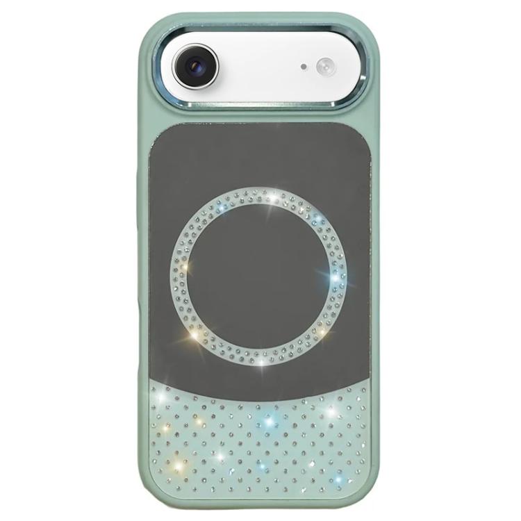 For iPhone Air Crystal Mirror Surface Rhinestone Magnetic Phone Case(Blue)