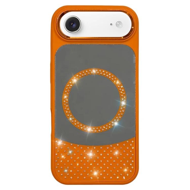 For iPhone Air Crystal Mirror Surface Rhinestone Magnetic Phone Case(Orange)