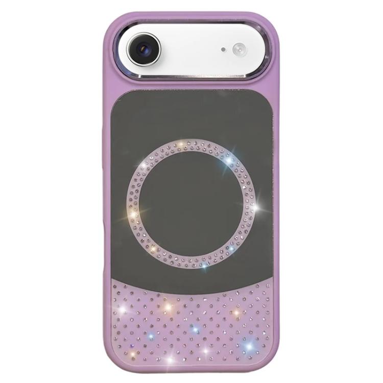 For iPhone Air Crystal Mirror Surface Rhinestone Magnetic Phone Case(Purple)