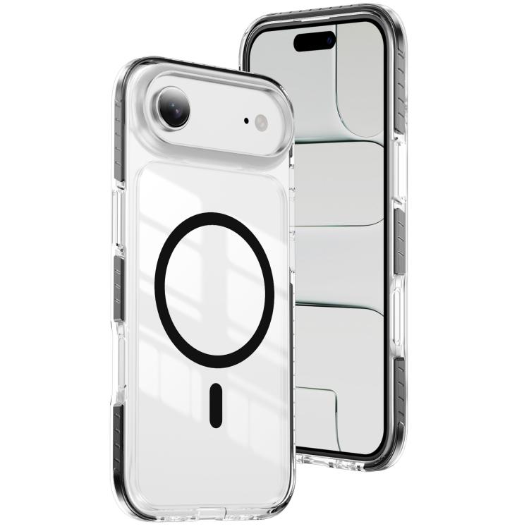 For iPhone Air Crystal Shield Clear Magnetic Acrylic Hybrid TPU Phone Case(Black)
