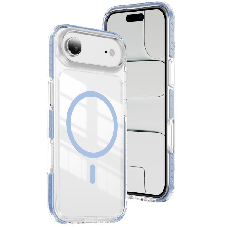 For iPhone Air Crystal Shield Clear Magnetic Acrylic Hybrid TPU Phone Case(Blue)