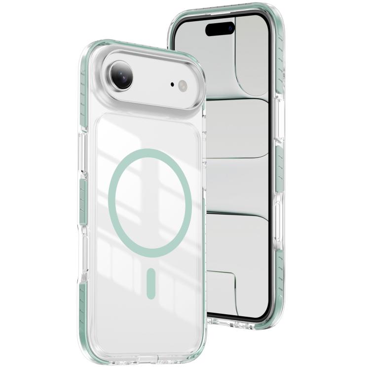 For iPhone Air Crystal Shield Clear Magnetic Acrylic Hybrid TPU Phone Case(Mint Green)