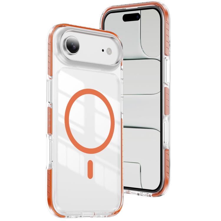 For iPhone Air Crystal Shield Clear Magnetic Acrylic Hybrid TPU Phone Case(Orange)