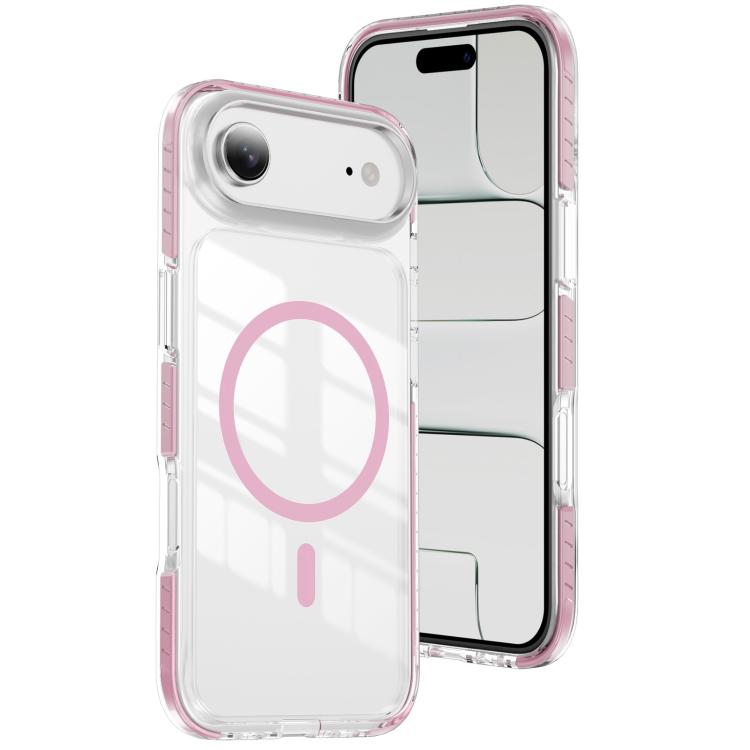 For iPhone Air Crystal Shield Clear Magnetic Acrylic Hybrid TPU Phone Case(Pink)