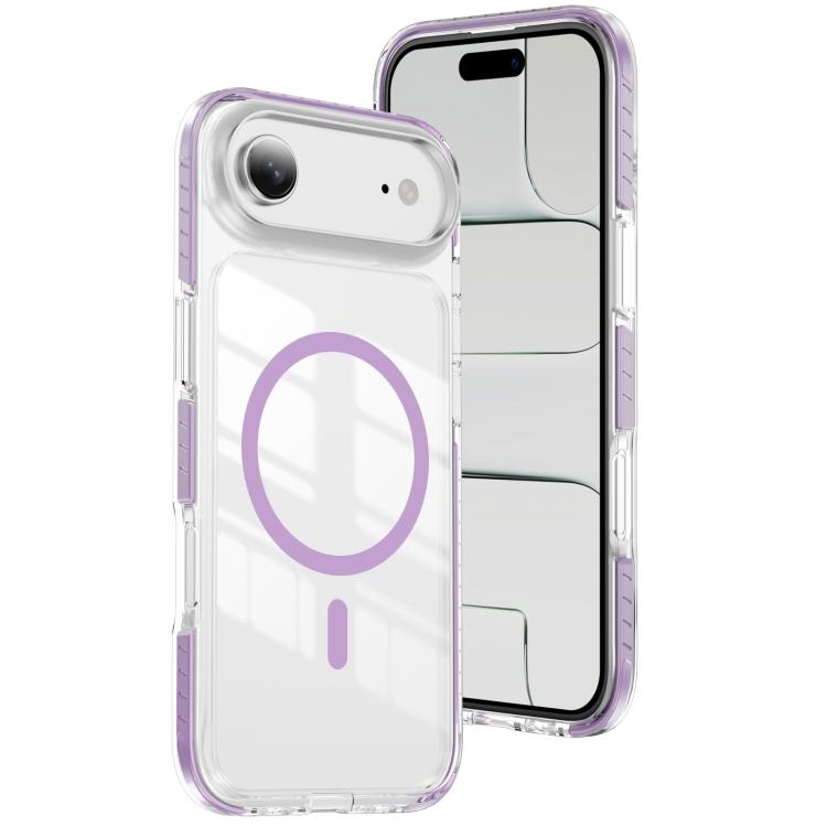 For iPhone Air Crystal Shield Clear Magnetic Acrylic Hybrid TPU Phone Case(Purple)