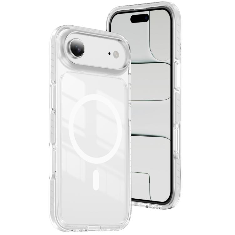 For iPhone Air Crystal Shield Clear Magnetic Acrylic Hybrid TPU Phone Case(White)