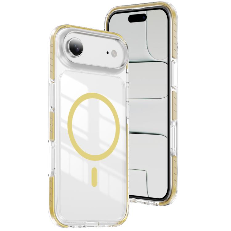 For iPhone Air Crystal Shield Clear Magnetic Acrylic Hybrid TPU Phone Case(Yellow)