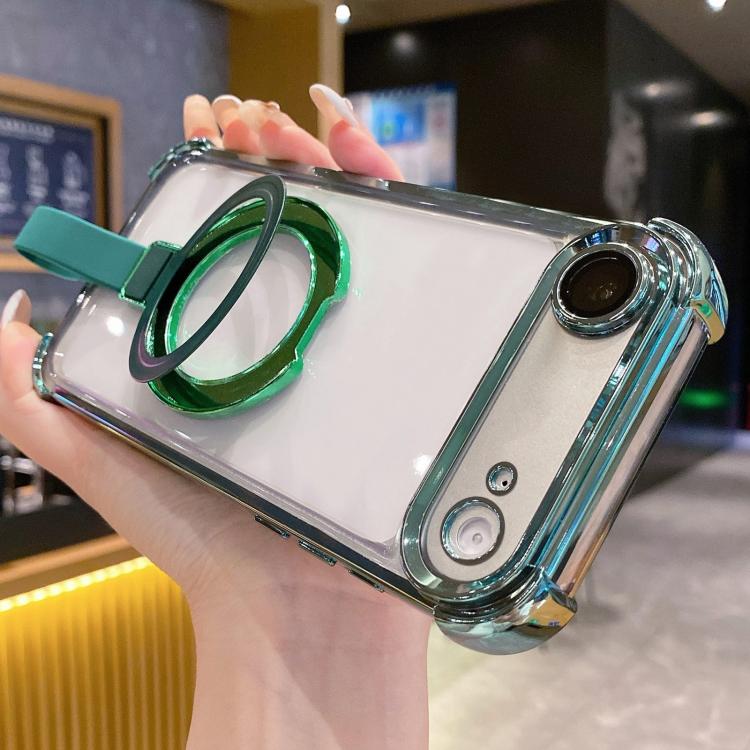 For iPhone Air Crystal Shield Ring Holde TPU + Acrylic Magnetic Phone Case(Green)
