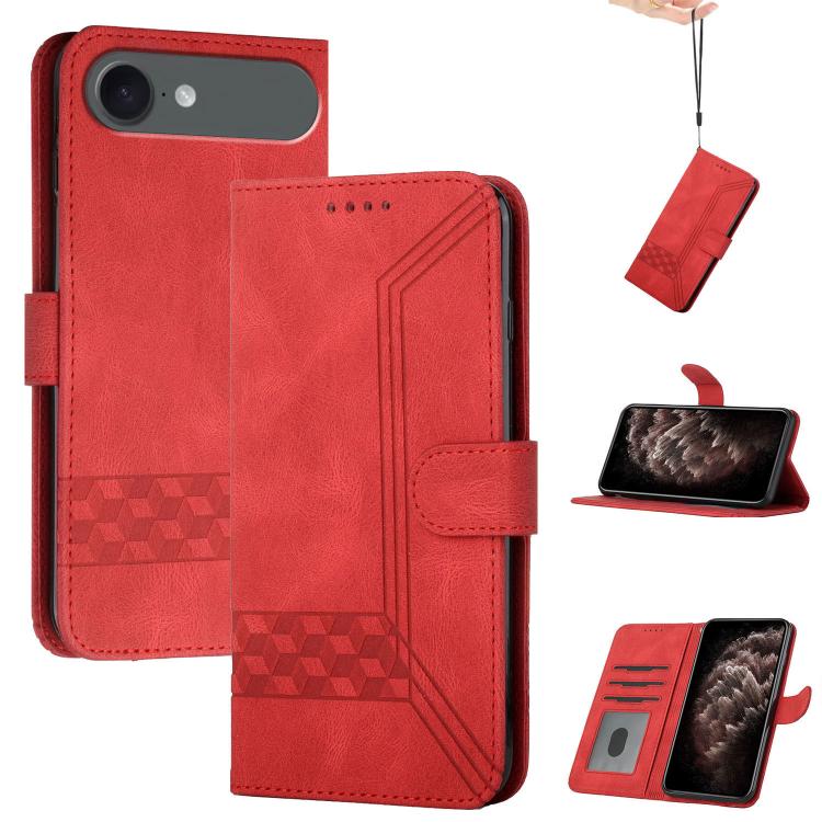 For iPhone Air Cubic Skin Feel Flip Leather Phone Case(Red)