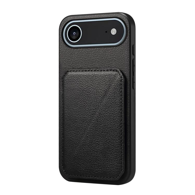 For iPhone Air D04 Calf Texture Dual Card Slot Holder Phone Case(Black)