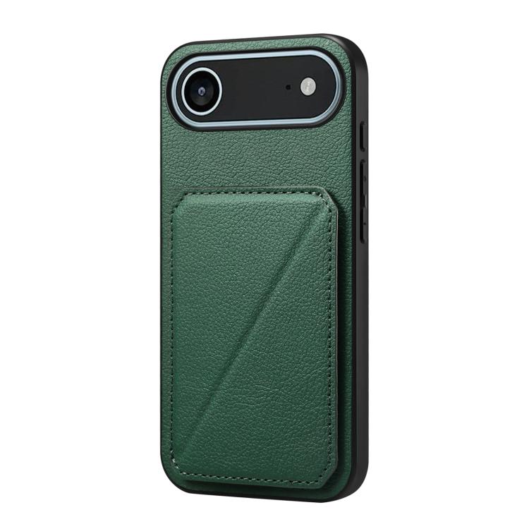 For iPhone Air D04 Calf Texture Dual Card Slot Holder Phone Case(Green)