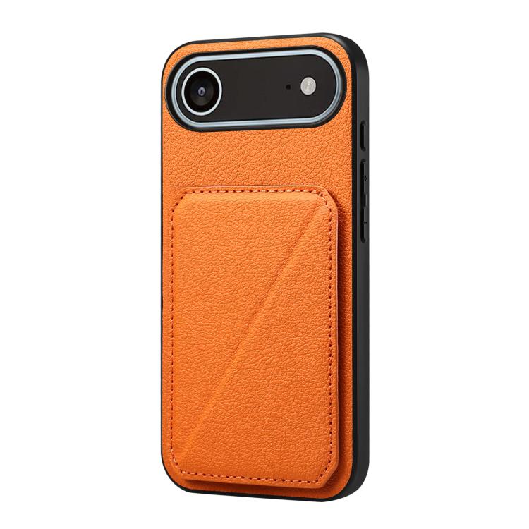 For iPhone Air D04 Calf Texture Dual Card Slot Holder Phone Case(Orange)