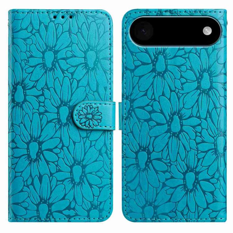 For iPhone Air Daisy Embossed Leather Phone Case(Blue)