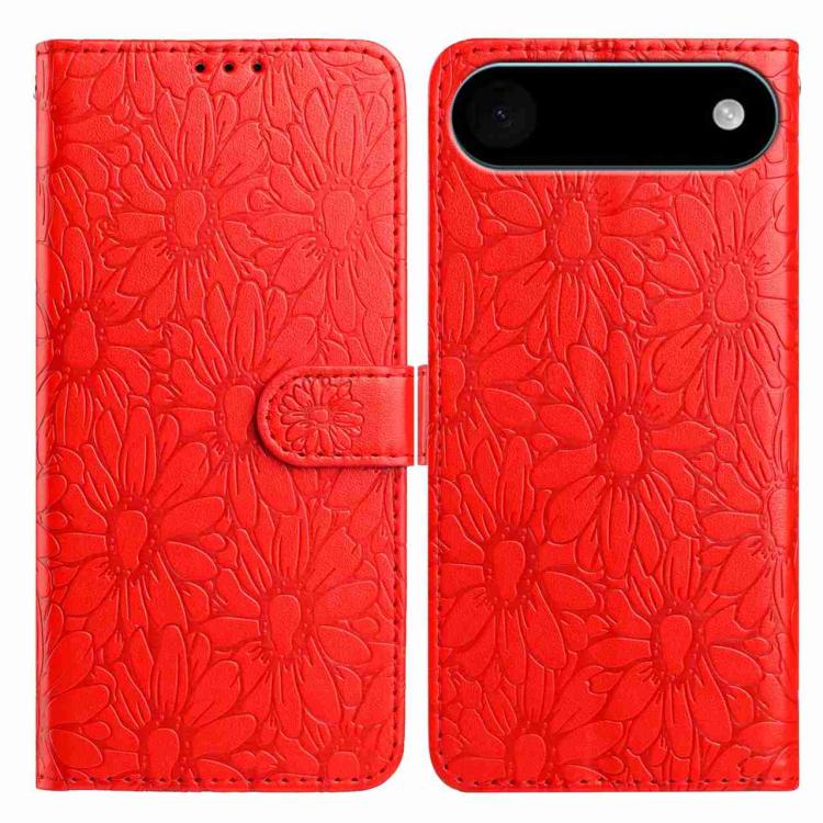 For iPhone Air Daisy Embossed Leather Phone Case(Red)