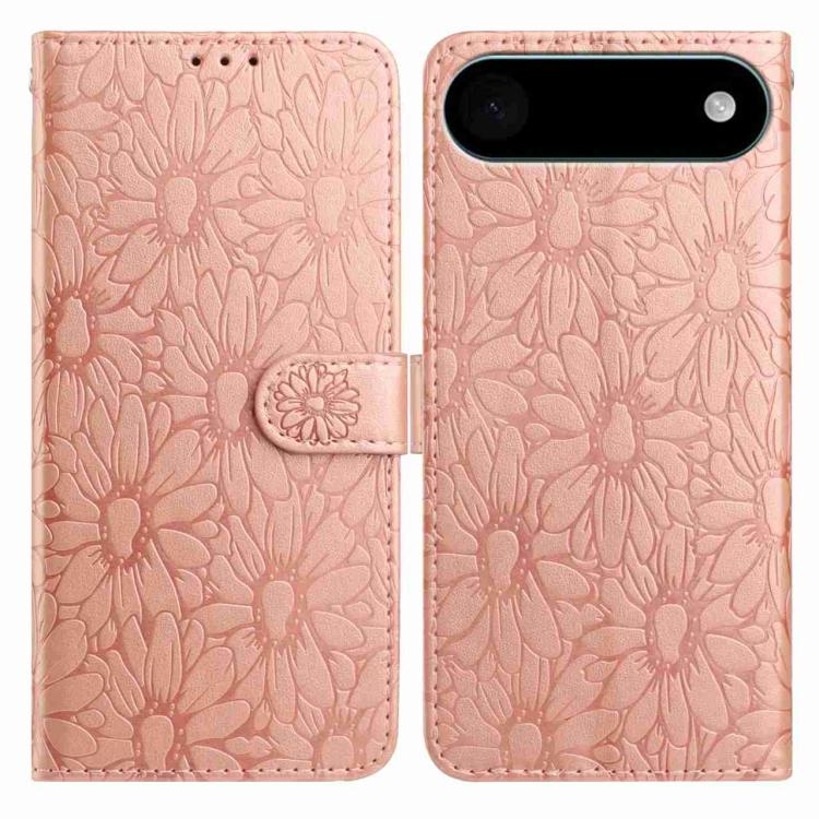 For iPhone Air Daisy Embossed Leather Phone Case(Rose Gold)
