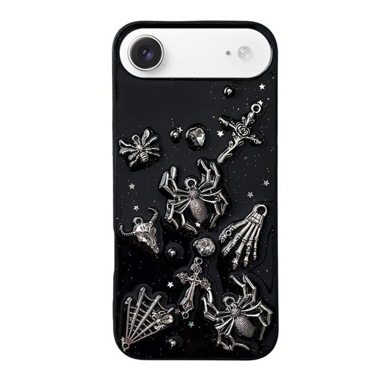 For iPhone Air Dark-Style Spider Epoxy Acrylic Hybrid TPU Phone Case(Black)