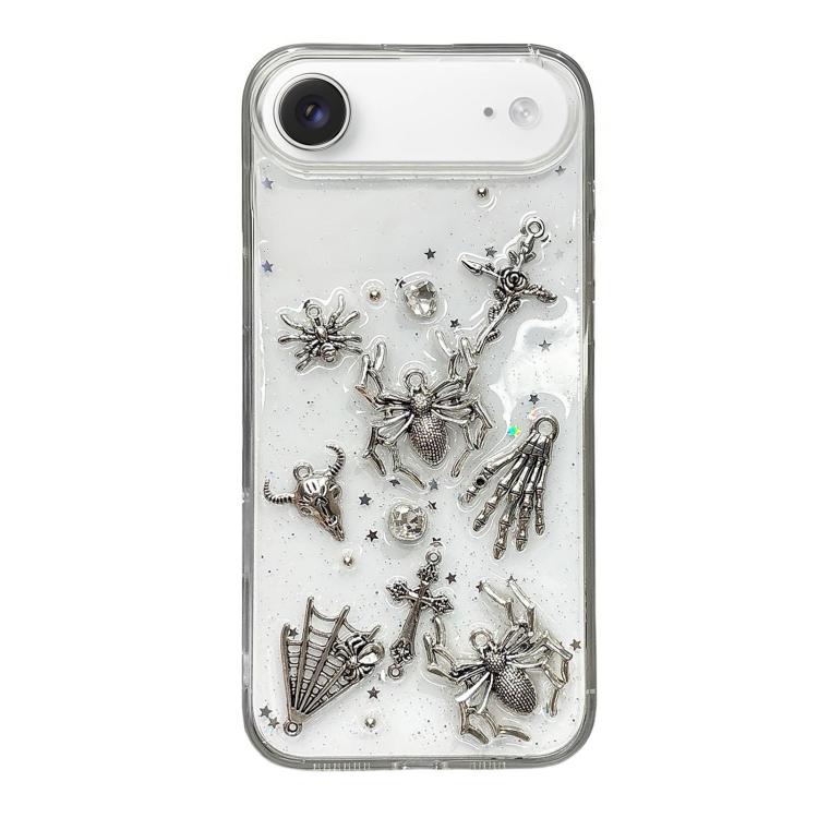 For iPhone Air Dark-Style Spider Epoxy Acrylic Hybrid TPU Phone Case(Transparent)