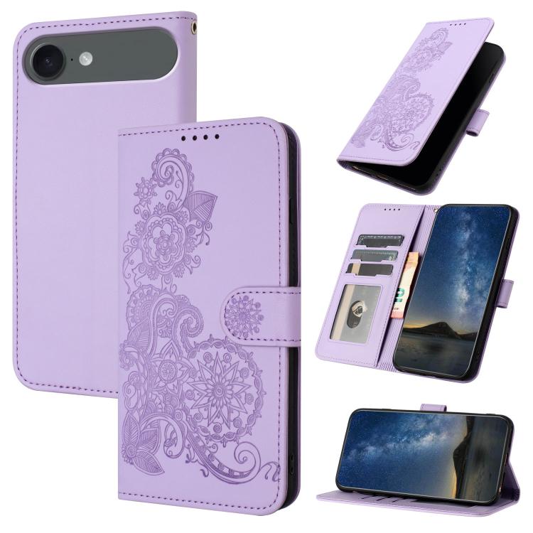 For iPhone Air Datura Flower Embossed Flip Leather Phone Case(Purple)