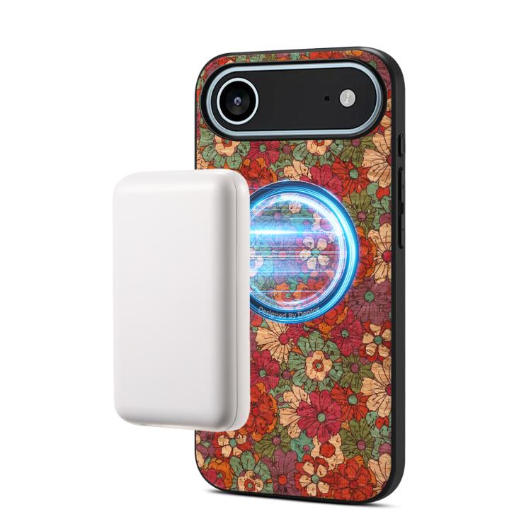 For iPhone Air Denior A07 Flower Language Series Magnetic Vegan Leather Phone Case(Red)