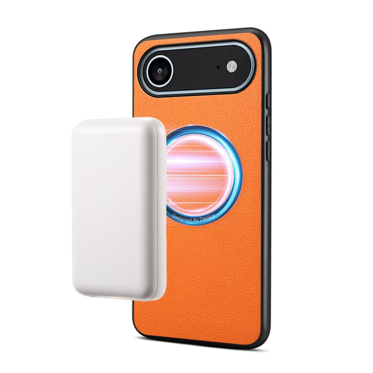 For iPhone Air Denior A08 PU Vegan Leather Calfskin Texture Magnetic Phone Case(Orange)
