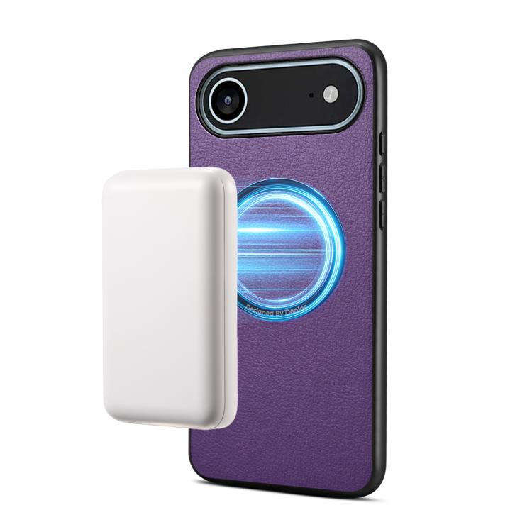 For iPhone Air Denior A08 PU Vegan Leather Calfskin Texture Magnetic Phone Case(Purple)