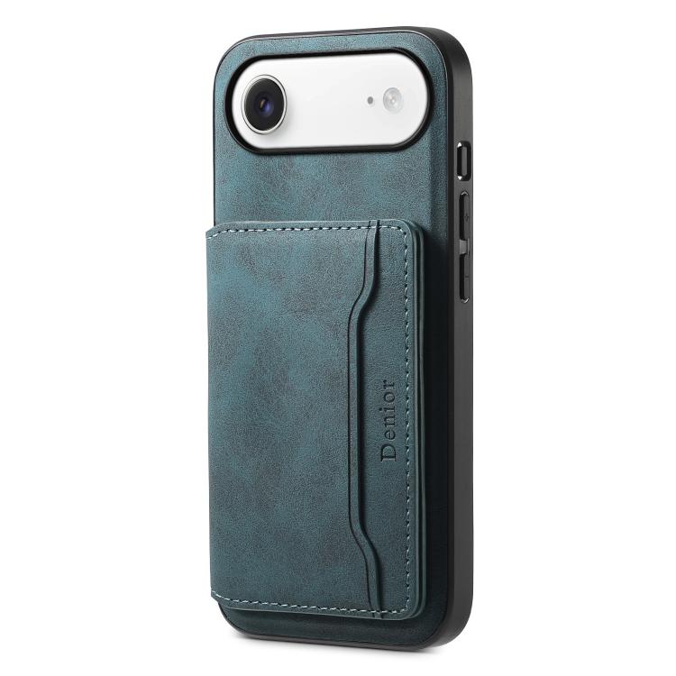 For iPhone Air Denior D13 Retro Texture Leather MagSafe Card Bag Phone Case(Blue)