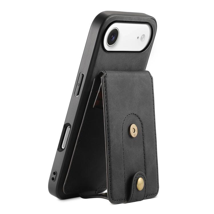 For iPhone Air Denior D14 NK Retro Pattern MagSafe Magnetic Card Holder Leather Phone Case(Black)