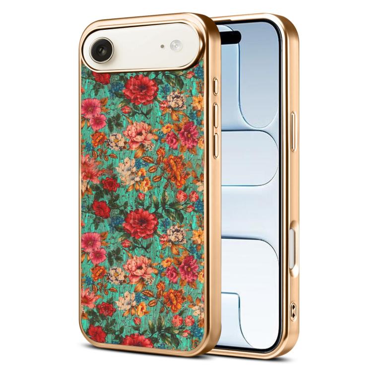 For iPhone Air Denior Peony Series Electroplated Magnetic Phone Case(Blue)