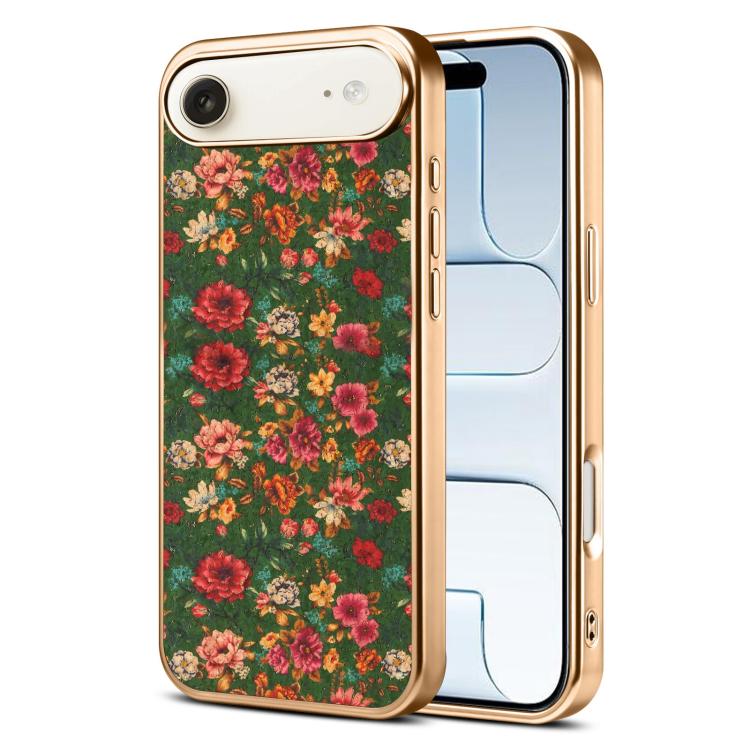 For iPhone Air Denior Peony Series Electroplated Magnetic Phone Case(Green)