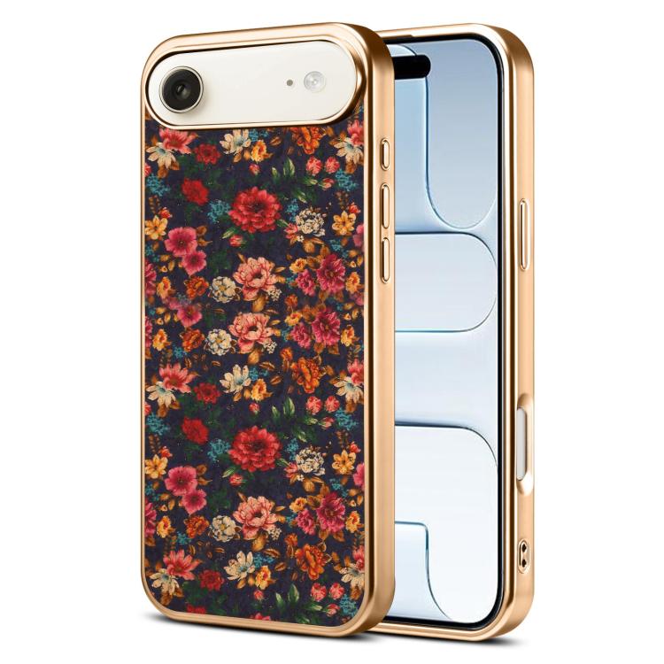 For iPhone Air Denior Peony Series Electroplated Magnetic Phone Case(Purple)